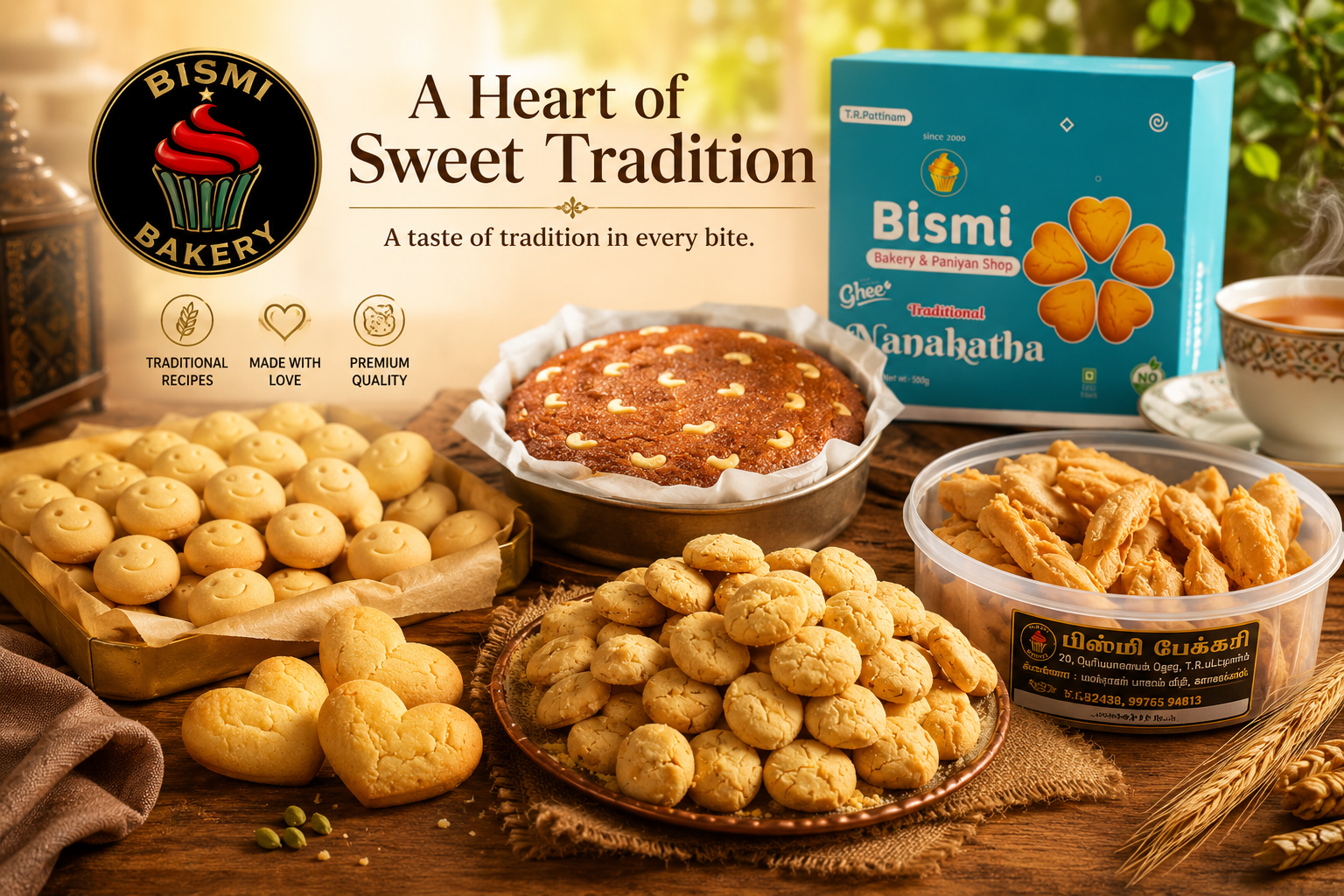 Bismi Bakery — A Heart of Sweet Tradition. A taste of tradition in every bite.